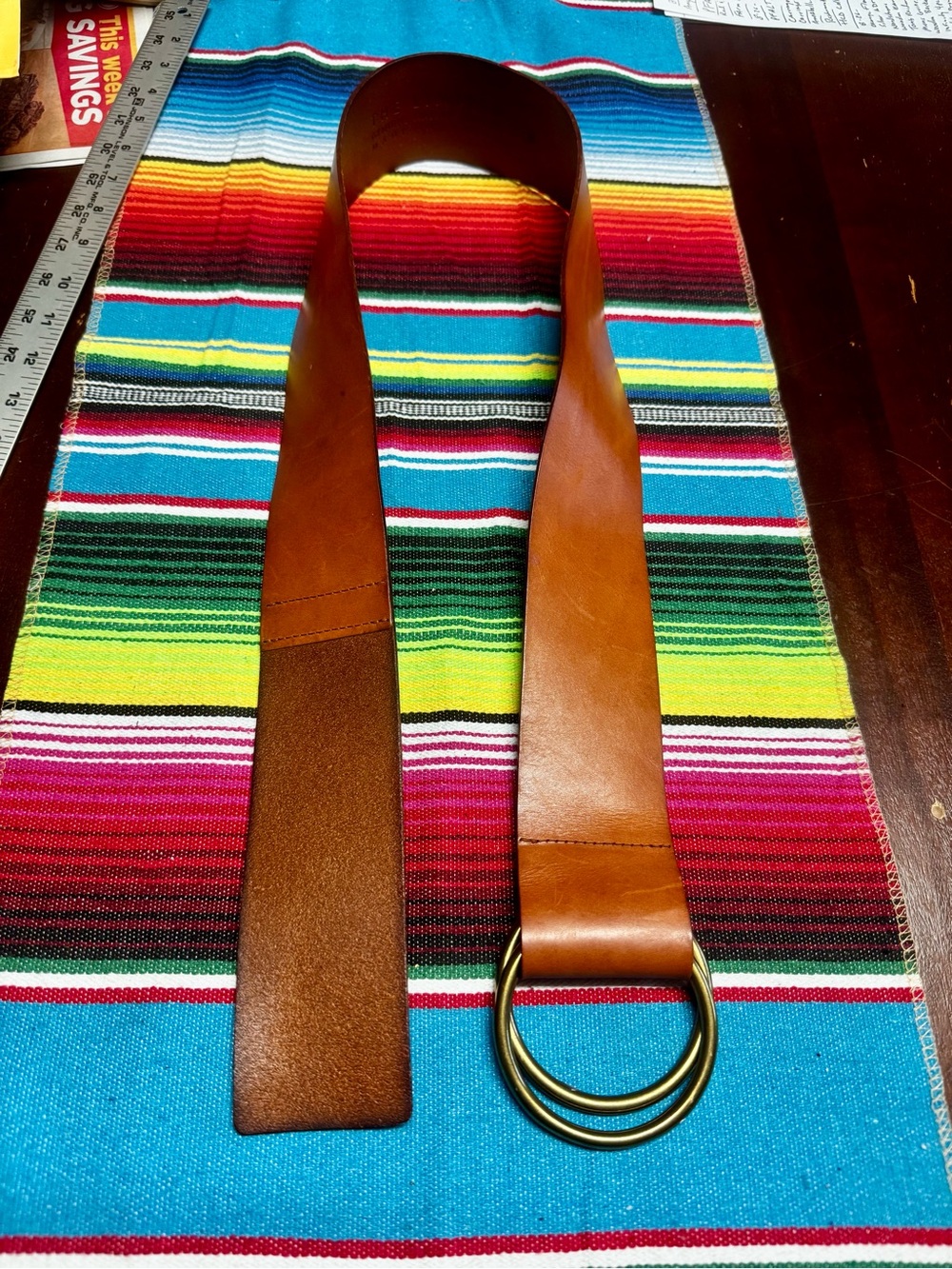 The Limited Tan Brown Leather Double-Ring Belt